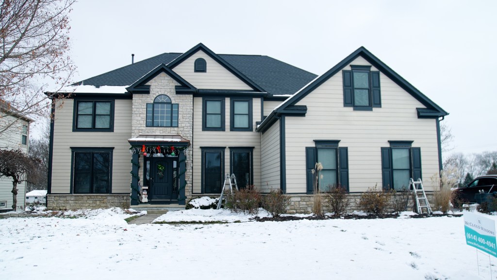 Installed black window during holiday season